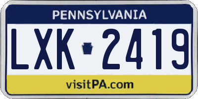 PA license plate LXK2419