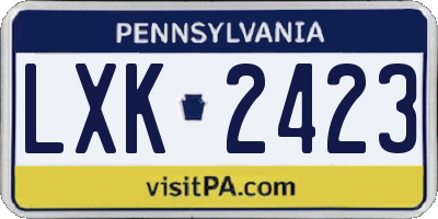 PA license plate LXK2423