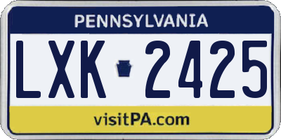 PA license plate LXK2425