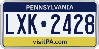 PA license plate LXK2428
