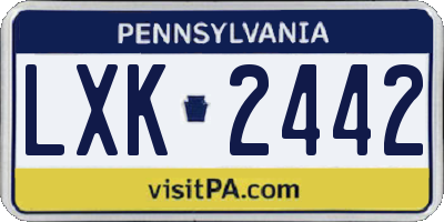 PA license plate LXK2442