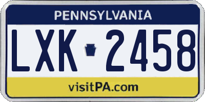PA license plate LXK2458