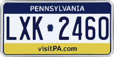 PA license plate LXK2460