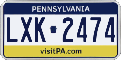 PA license plate LXK2474