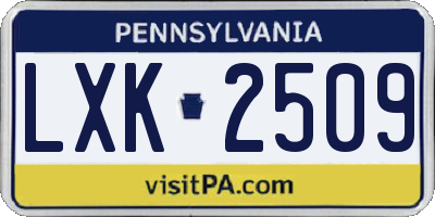 PA license plate LXK2509