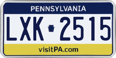 PA license plate LXK2515