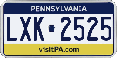 PA license plate LXK2525