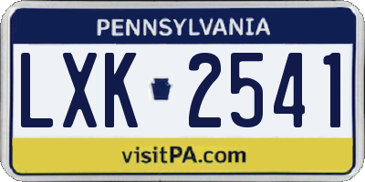 PA license plate LXK2541