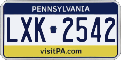 PA license plate LXK2542