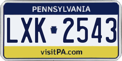 PA license plate LXK2543