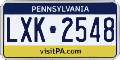 PA license plate LXK2548