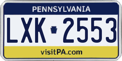 PA license plate LXK2553