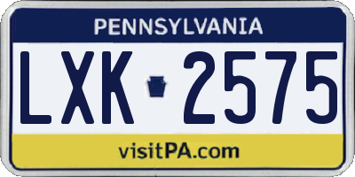 PA license plate LXK2575