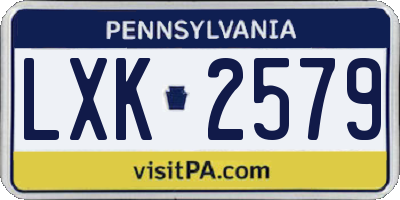 PA license plate LXK2579