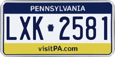 PA license plate LXK2581