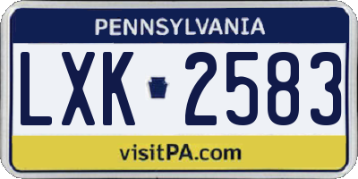 PA license plate LXK2583