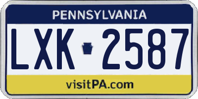 PA license plate LXK2587