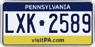 PA license plate LXK2589
