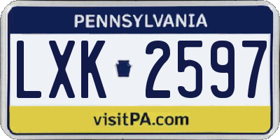 PA license plate LXK2597