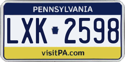 PA license plate LXK2598