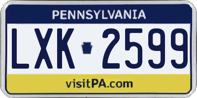 PA license plate LXK2599