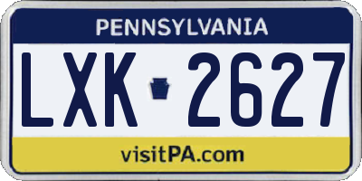PA license plate LXK2627