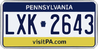 PA license plate LXK2643