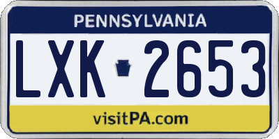 PA license plate LXK2653