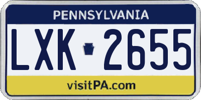 PA license plate LXK2655