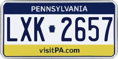 PA license plate LXK2657