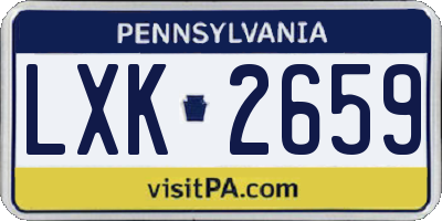 PA license plate LXK2659