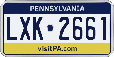 PA license plate LXK2661