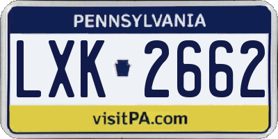 PA license plate LXK2662