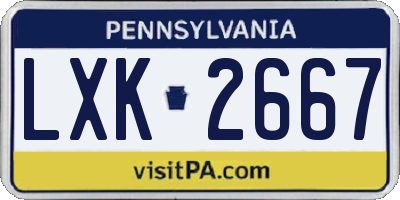 PA license plate LXK2667