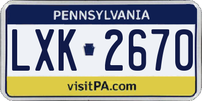 PA license plate LXK2670