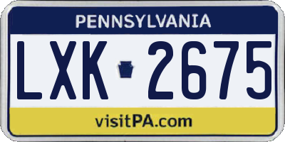 PA license plate LXK2675