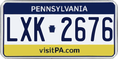PA license plate LXK2676