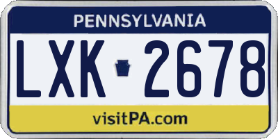 PA license plate LXK2678