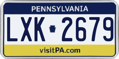 PA license plate LXK2679