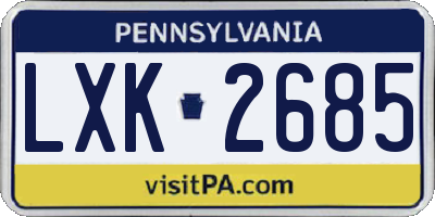 PA license plate LXK2685
