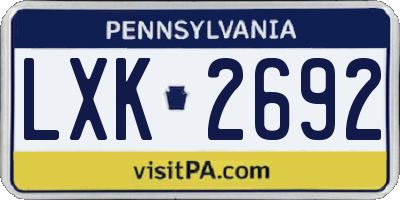 PA license plate LXK2692