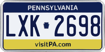 PA license plate LXK2698