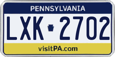 PA license plate LXK2702
