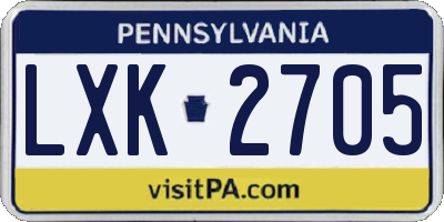 PA license plate LXK2705