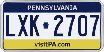 PA license plate LXK2707