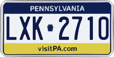 PA license plate LXK2710