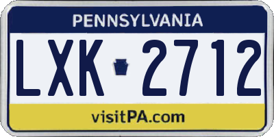 PA license plate LXK2712