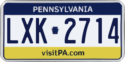 PA license plate LXK2714