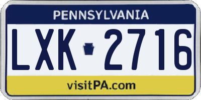 PA license plate LXK2716