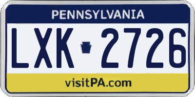PA license plate LXK2726